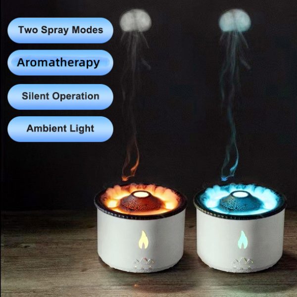 Volcano Flame Ultrasonic Oil Diffuser - Jellyfish Mist & Aromatherapy