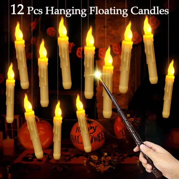 Magical Floating LED Candles with Wand Remote – Halloween & Xmas Gift